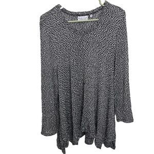 Habitat Loose Knit Sweater Womens Large Black White V-Neck Lagenlook Pullover XL